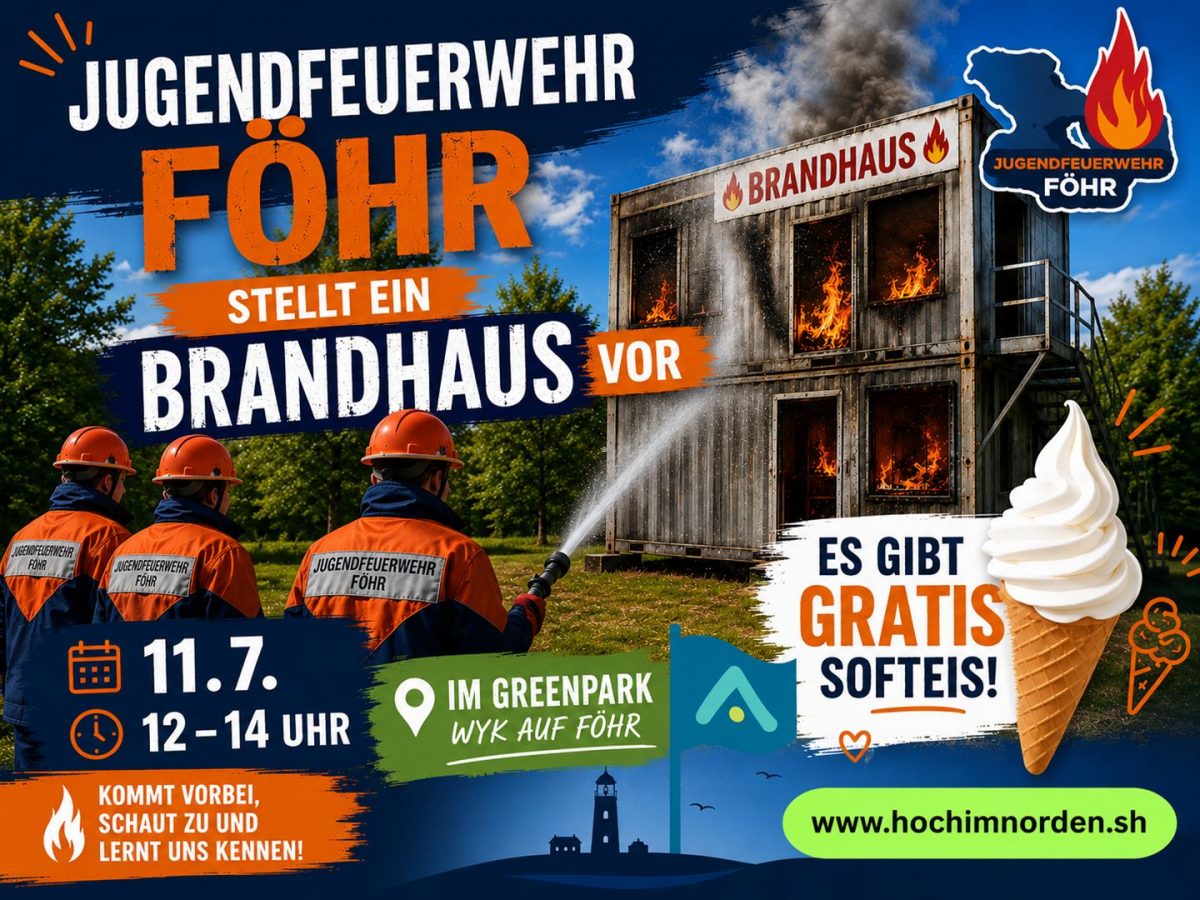 Die Jugendfeuerwehr Föhr lädt Kinder zur Brandhaus-Vorführung im Greenpark Wyk ein