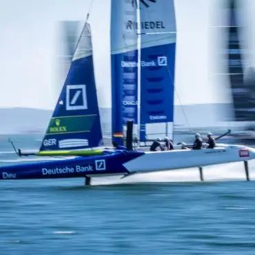 Der F50-Katamaran des deutschen Teams beim SailGP. (Archivbild)