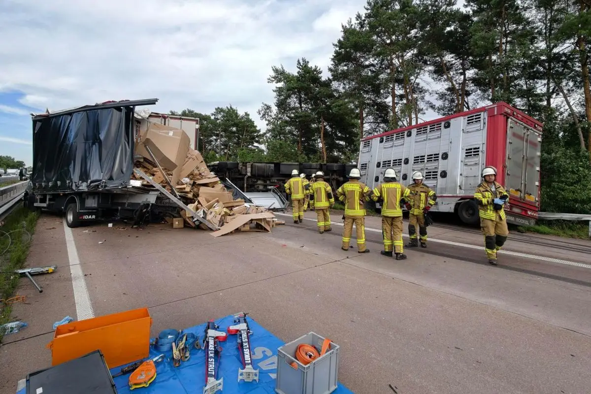 Schwerer Unfall mit Viehtransporter.