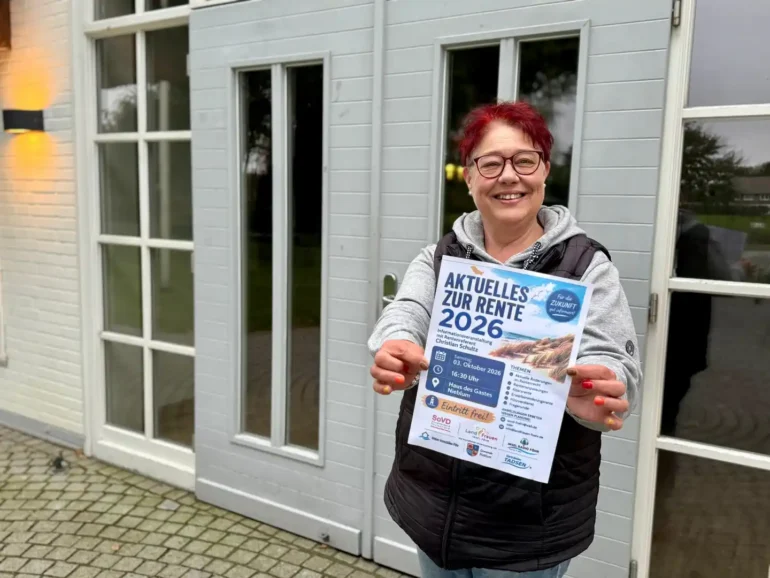 Plakat zur Informationsveranstaltung Aktuelles zur Rente 2026 in Nieblum auf Föhr