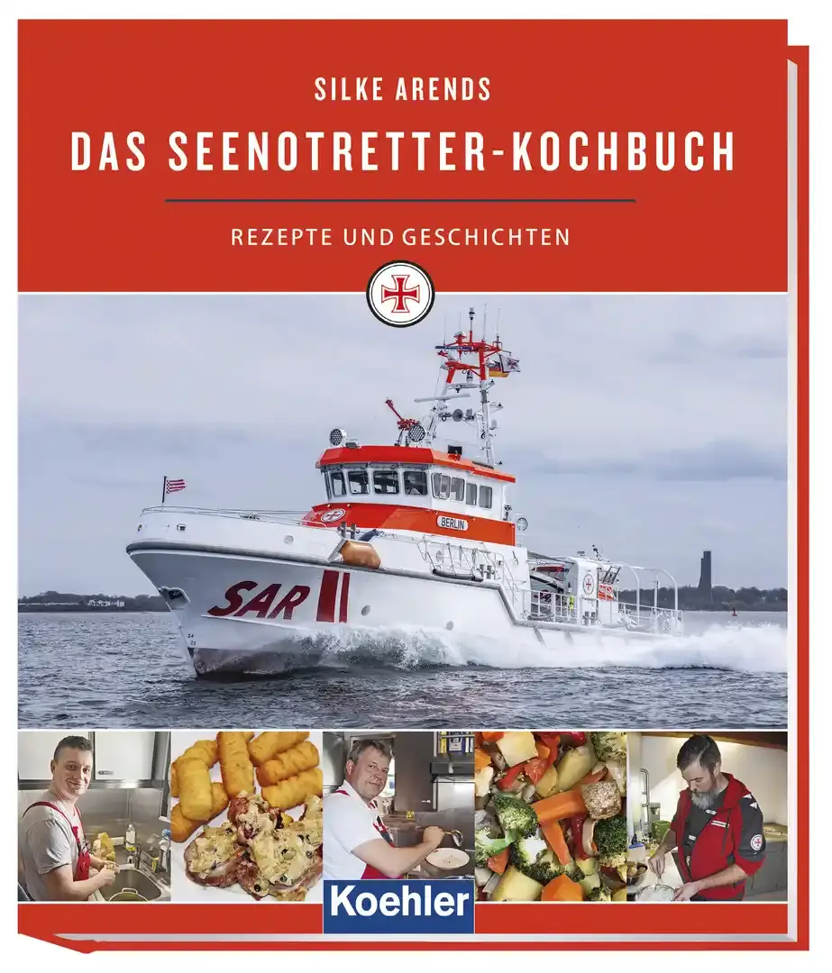 Cover des Seenotretter-Kochbuchs von Silke Arends in der fünften Auflage mit Rezepten und Geschichten der DGzRS.