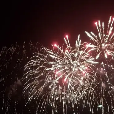 Buntes Feuerwerk am Nachthimmel als Symbol für die Feuerwerksverbote auf Föhr und Amrum zu Silvester 2026.