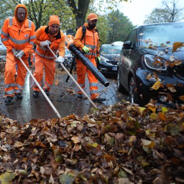 Rund 590 Männer und Frauen sind im Herbst 2026 auf Hamburgs Straßen unterwegs, um das Herbstlaub einzusammeln. (Archivbild)
