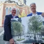 Der Vorplatz des Hamburger Michels soll eine ruhige und grüne  Oase im Großstadtlärm werden.